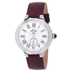 GEVRIL Women's GV2 Astor Diamond Burgundy Leather Strap Watch, 40mm - 0.…